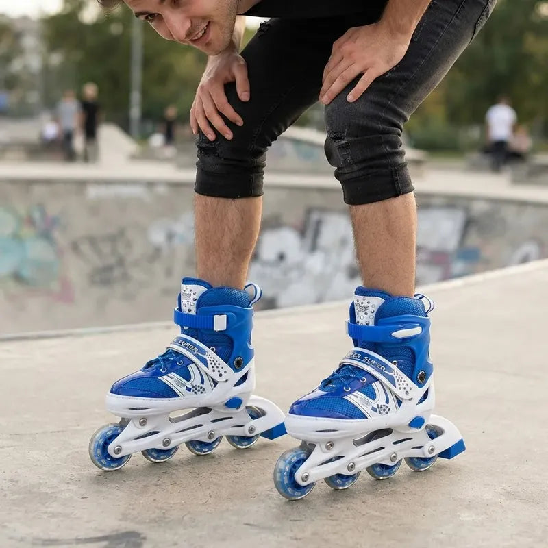 Patines 4 Ruedas Ajustable Para Niños Niñas Roller Artístico L 38 39 40 41 60 Mm Azul