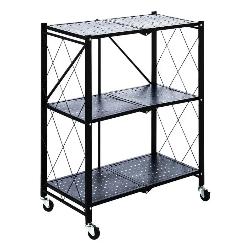 Estante Organizador Plegable 5 Niveles Ruedas Cocina Living Negro