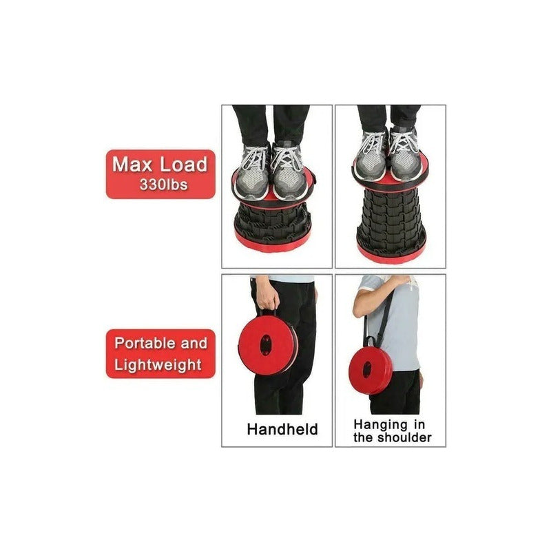 Taburete Plegable Silla Telescopica Silla Portatil Retraible Rojo