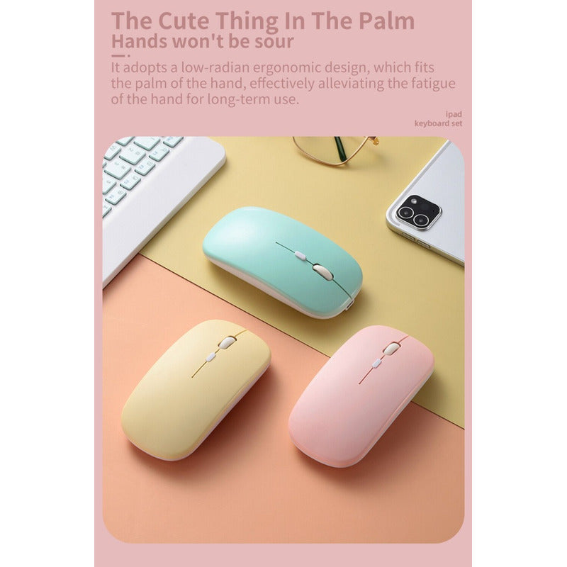 Kit Teclado Mouse Bt Para Windows Apple Android Slim Pastel