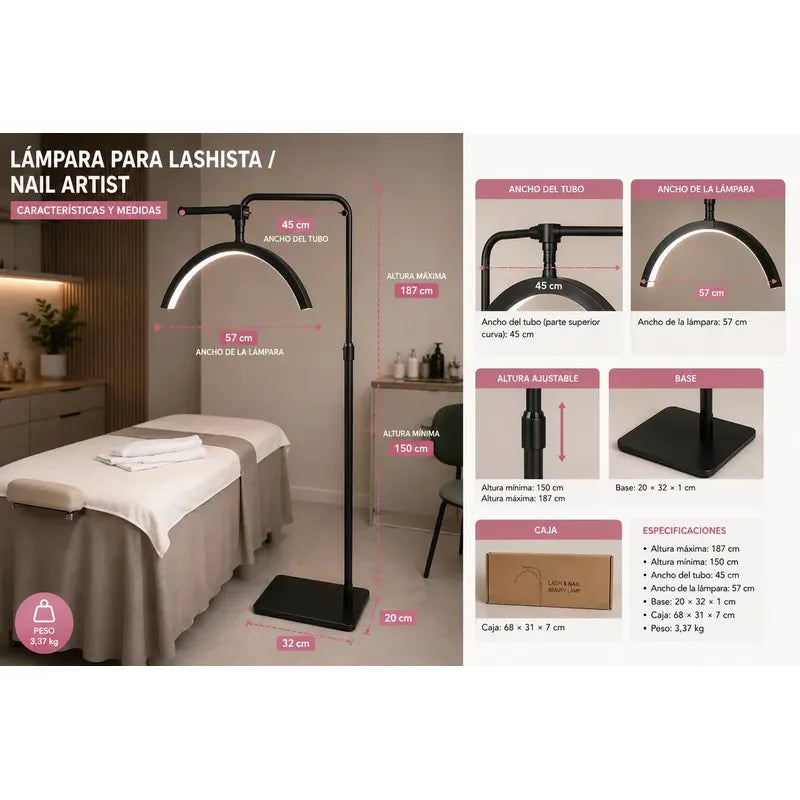 Lámpara Lashista Profesional Pestañas Cejas Spa Tatuaje Led Negro