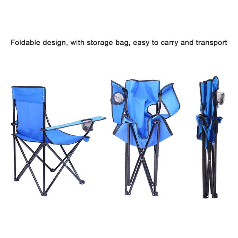 Pack X2 Silla Plegable Con Bolso Y Portavasos Colores Variad