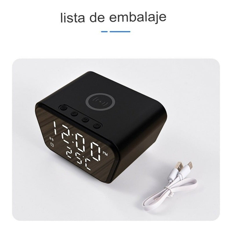 Reloj Despertador Con Cargador Inalámbrico Y Termómetro