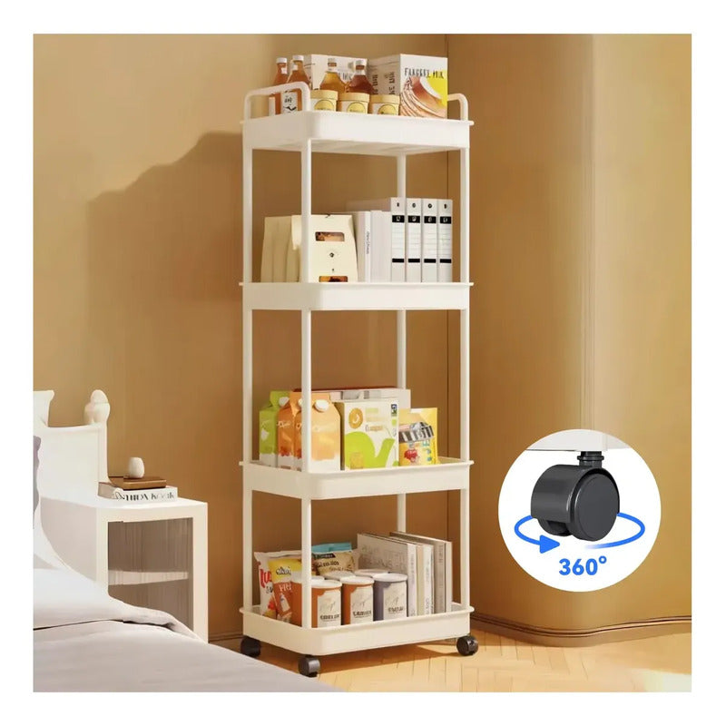 Estante Carrito Organizador Multiuso 4 Niveles Cocina Baño Blanco