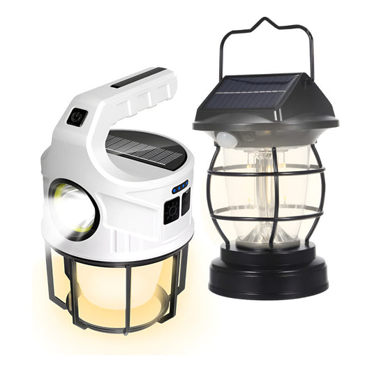 Lámparas De Mano Farol Solar Luz Recargable Patio Colgante Negro