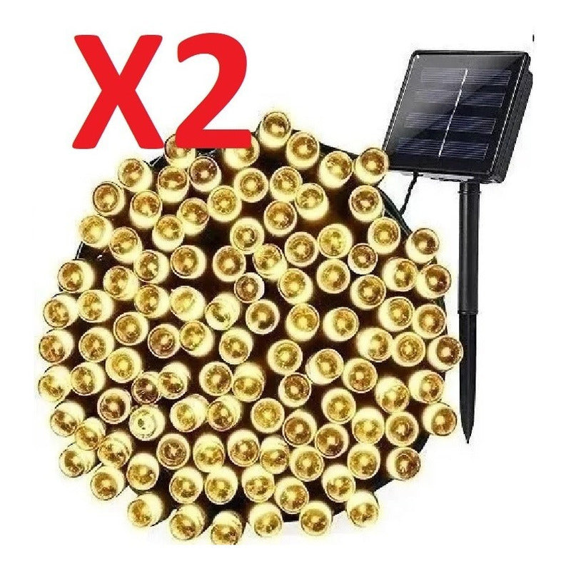 Pack X2 Luces Guirnalda Solar Inteligente 200luces 20metros