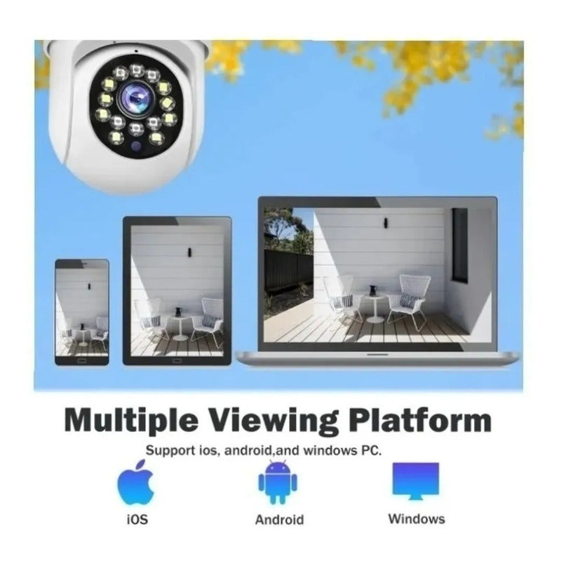 Cámara Ip Con Movimiento, Infrarrojo Impermeable Wifi Hd Blanco