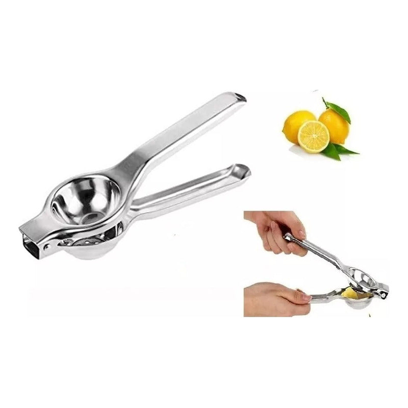 Exprimidor Saca Jugo Manual Metalico Frutas Naranja Plateado