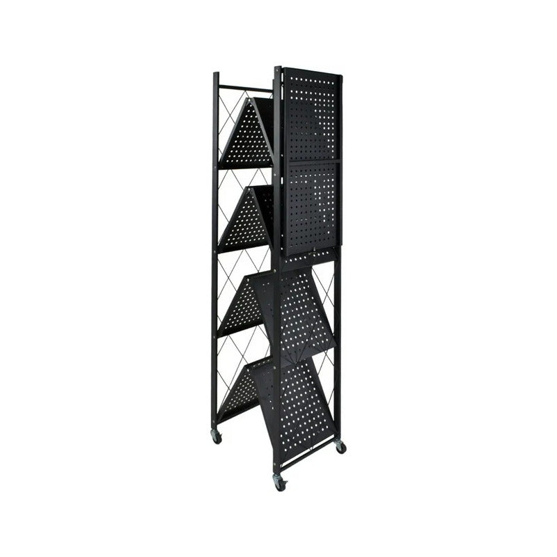 Estante Plegable Multiuso Metal 5 Niveles Con Ruedas Negro