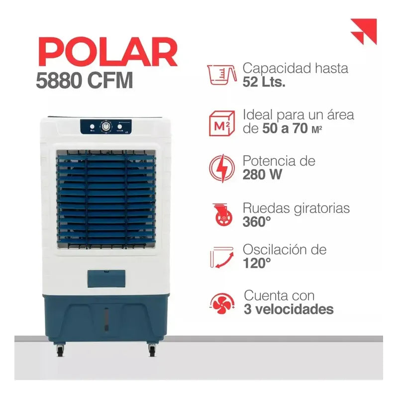 Enfriador De Aire 60 L Climatizador Evaporador Industrial Azul