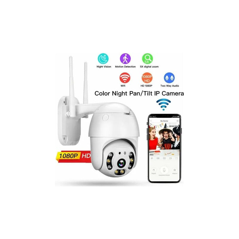 Cámara De Seguridad Domo Exterior Wifi Jortan 360° Full Hd Ip66 Blanco