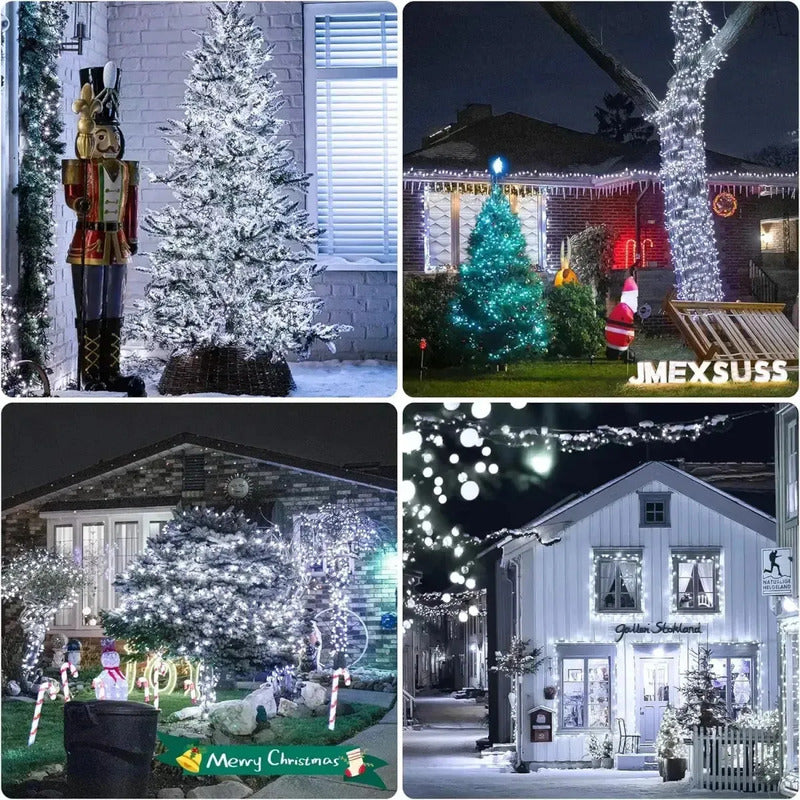 Luces Guirnalda Solar 100 Led Navidad 10 Metros Fria