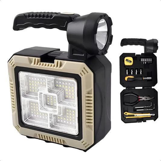 Linterna + Kit Herramientas Luz Recargable Solar Con 3 Modos Blanco Gris