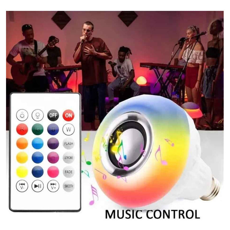 Ampolleta Rgb Con Parlante Bluetooth Led Control Remoto Rgb