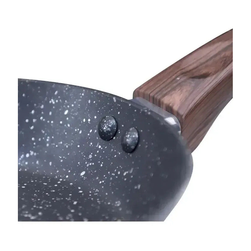 Sartenes De 20 - 24 Y 28cm Granito/madera Antiadherente Negro