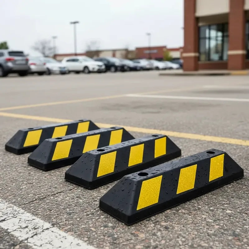 Pack X4 Tope De Estacionamiento Negro Amarillo Parking Negro