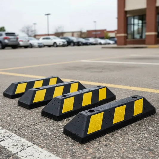 Pack X4 Tope De Estacionamiento Negro Amarillo Parking Negro