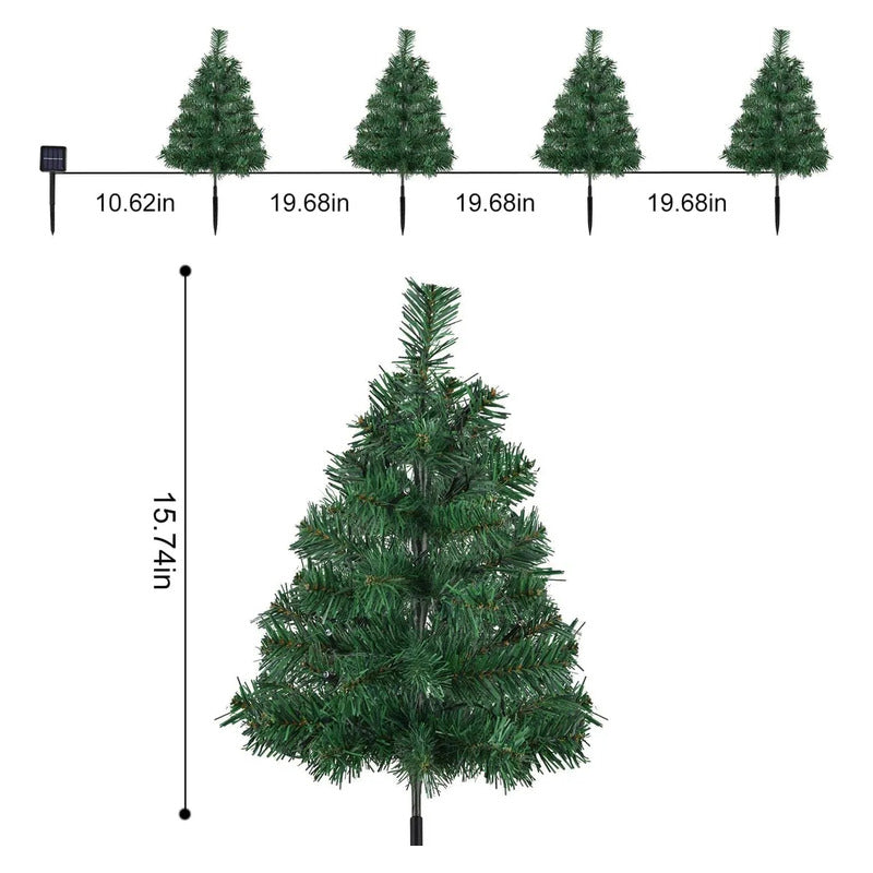 Pack X2 Estaca Solar Arbol De Navidad Con Luces Calidas Amarillo