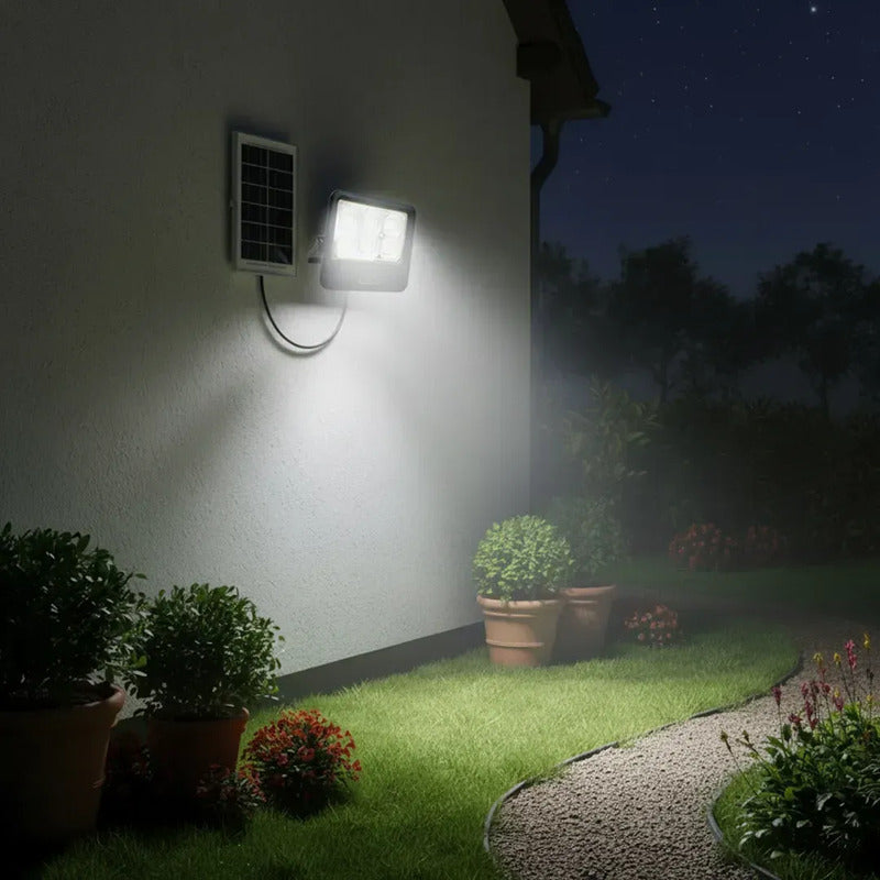 Foco Solar Reflector 1000w Panel Separado Y Control Remoto Negro Blanco Frío