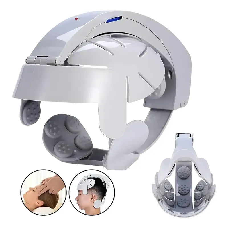 Casco Masajeador Eléctrico Para Migraña Relajacion Cabeza Gris