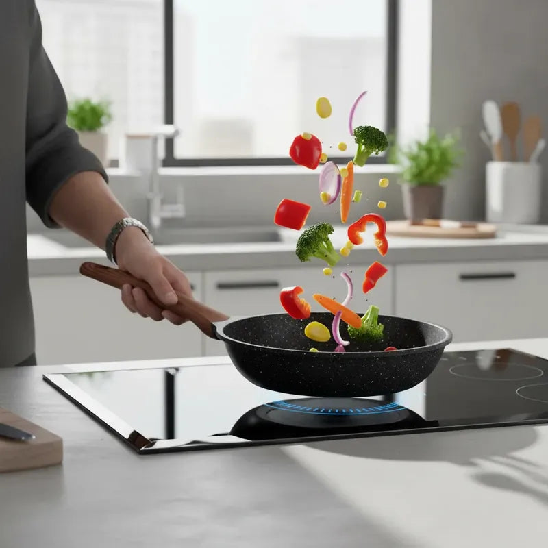Sartén De Cocina Revestimiento Antiadherente Para Inducción Negro