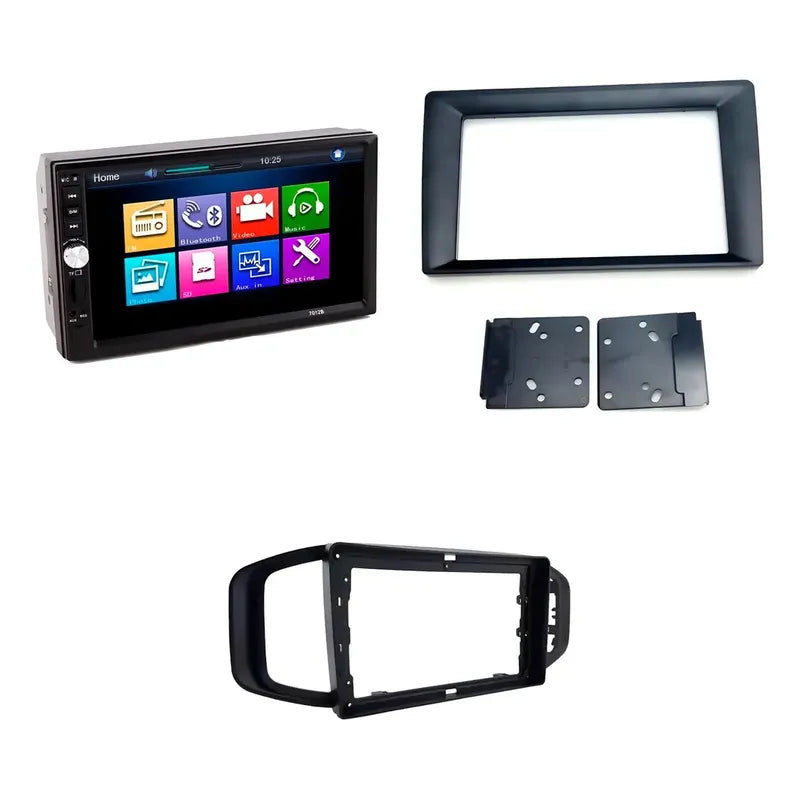 Kit Radio Mg3: Bisel Mg3 2018+ 9 Negro + Radio 2 Din Mirror Link 7021b + Adaptador 9 A 7 2 Din
