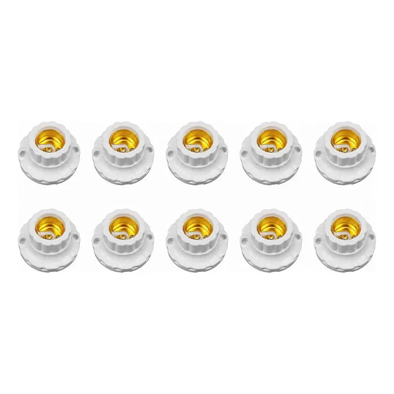 Pack 10 Portalámpara Base Recta Blanco E27 Soquete Ampolleta Blanco