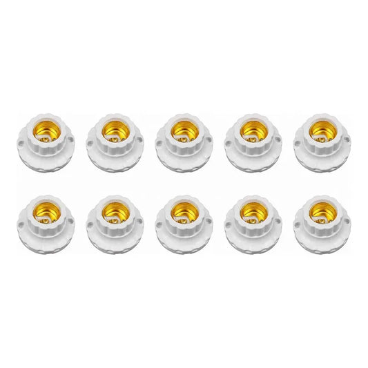 Pack 10 Portalámpara Base Recta Blanco E27 Soquete Ampolleta Blanco