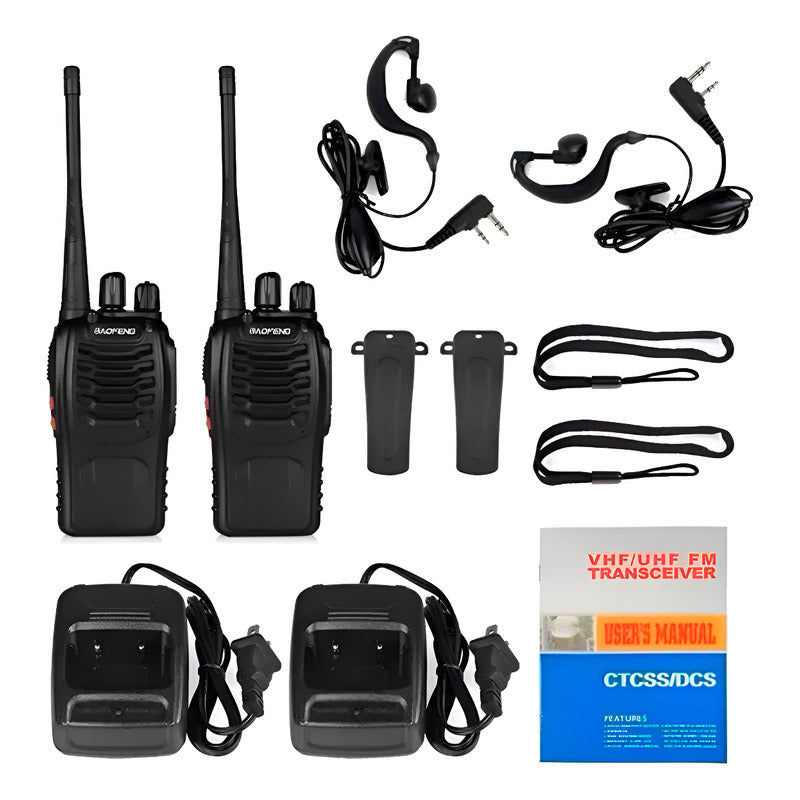 2 Radio Transmisor Walkie Talkie Bf-888s Baofeng Woki Toki - Negro - 400-470 Mhz