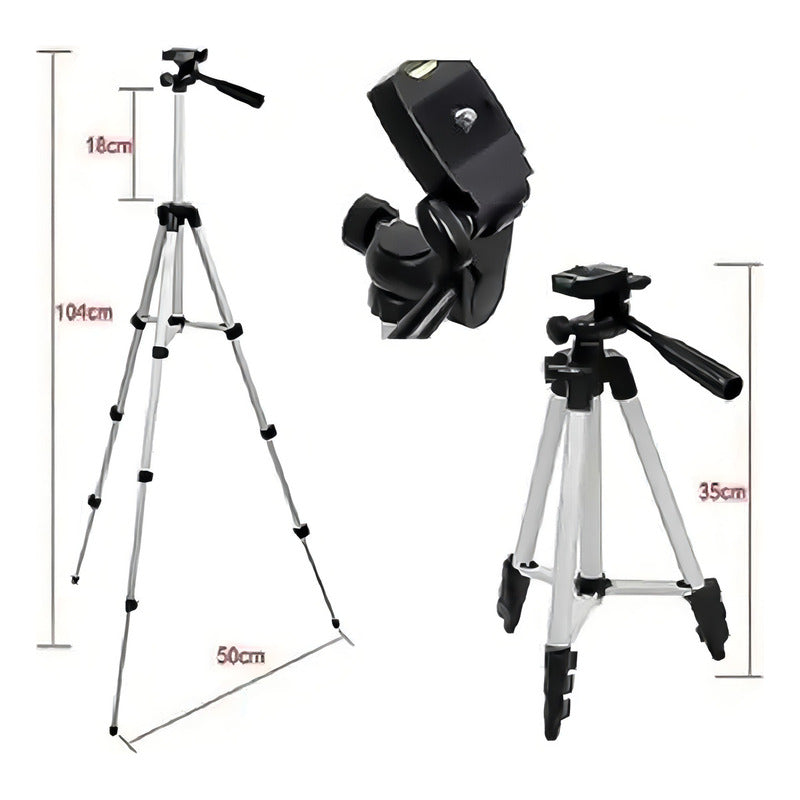 Trípode TriPod 3110 Para Cámara Y Celular Aluminio Con Estuche 102cm Plateado