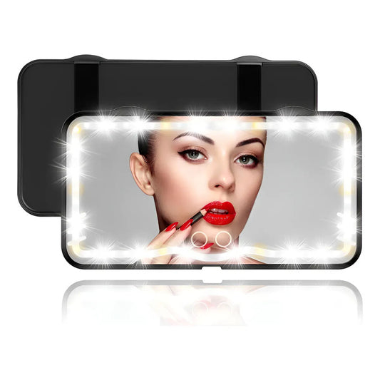 Espejo De Maquillaje Visera De Coche Led  Con 3 Modos De Luz Negro