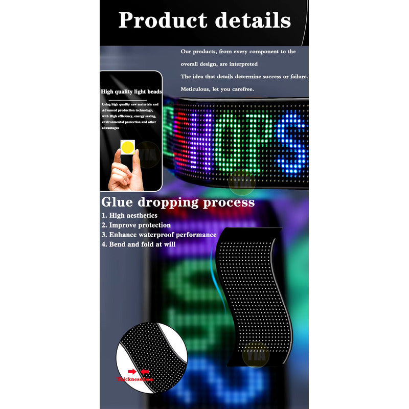 Letrero Led Programable Para Automóvil Usb Multicolor