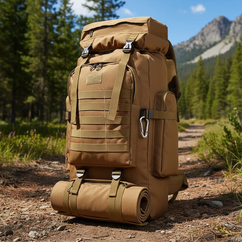 Mochila Táctica 70litros Militar Camping Viaje Tour Outdoor Beige Liso