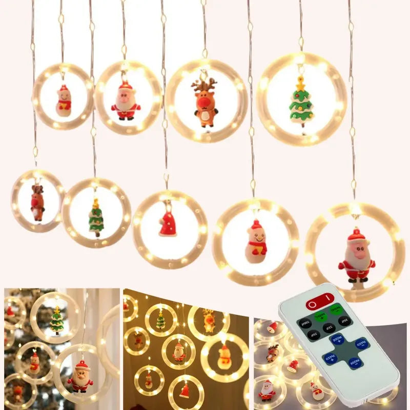Kit Iluminación: 2 Guirnaldas 100 Led Multicolor 10m + 2 Solares 100 Led + 2 Aros Led Usb Cálidos