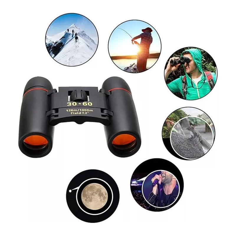 Mini Binoculares Binocular 30x60 Profesionales Prismaticos Negro