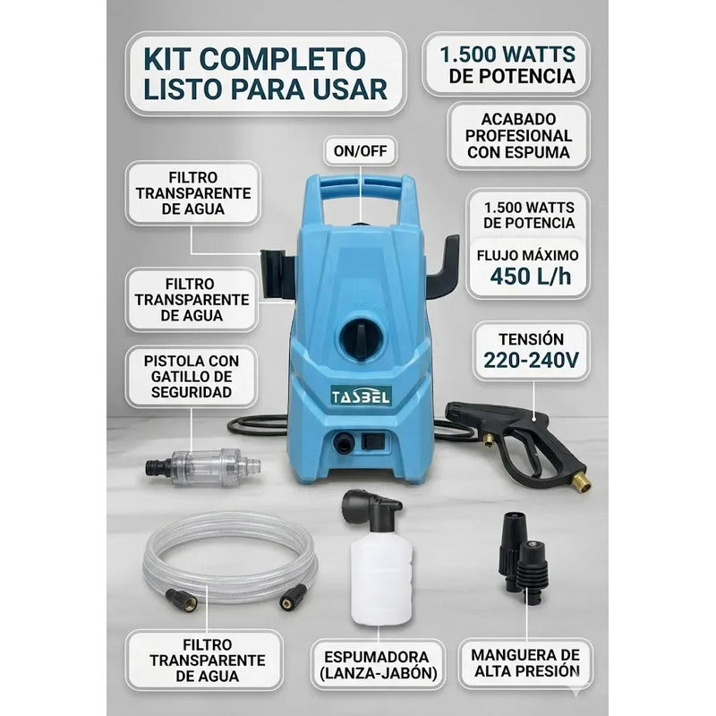 Hidrolavadora Tasbel 1500w Eléctrica 220v Azul Con Accesorio Azul Acero 50hz/60hz