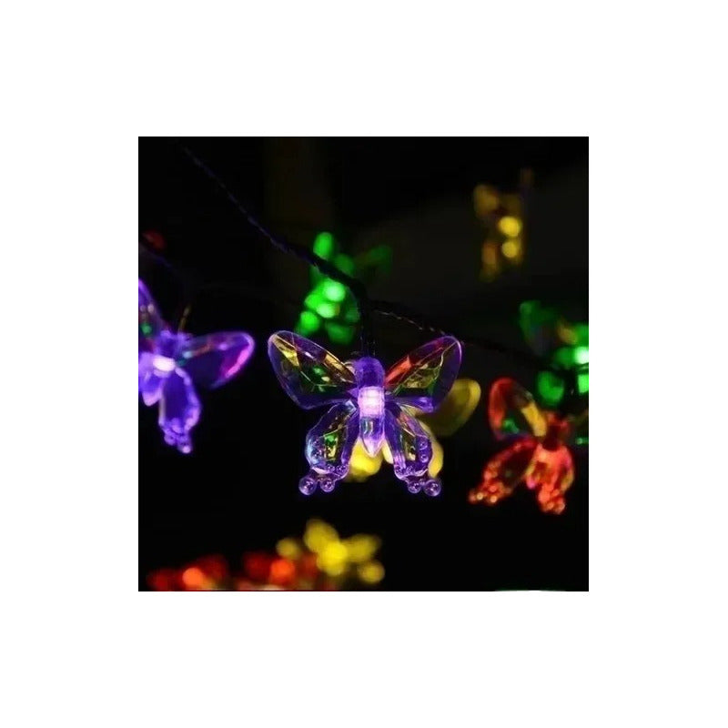 Pack X3 Guirnalda Mariposa Solar Led 5mt Exterior E Interior