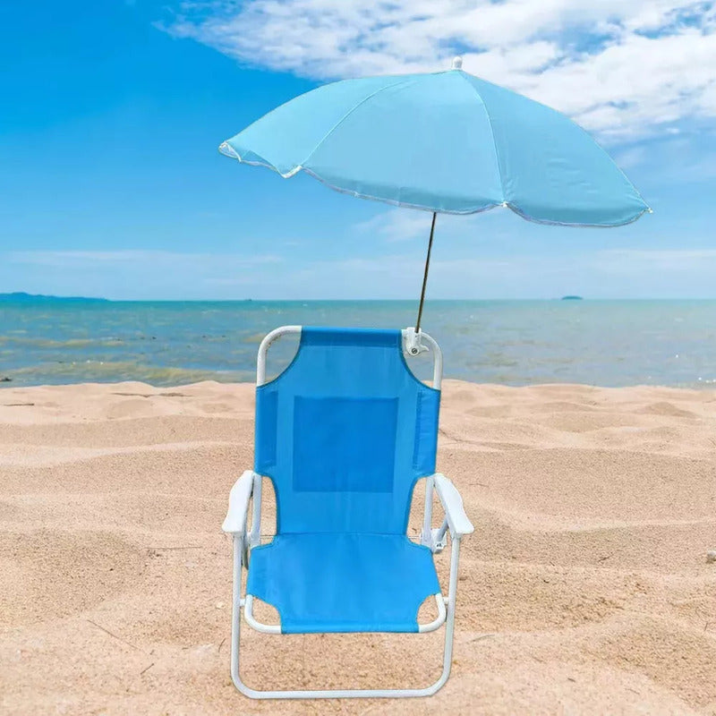 Silla Plegable Camping Animales Niños, Con Sombrilla