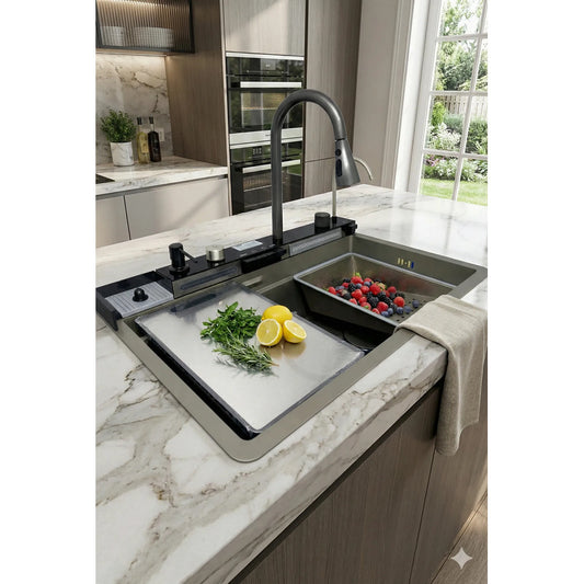 Lavaplatos Fregadero Cocina Digital Led 7 Modos Tecnohogar Gris