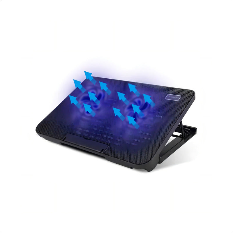 Base Enfriador Notebook Cooler Pad Gamer N99 Con Led Azul 2 Ventiladores Usb Negro
