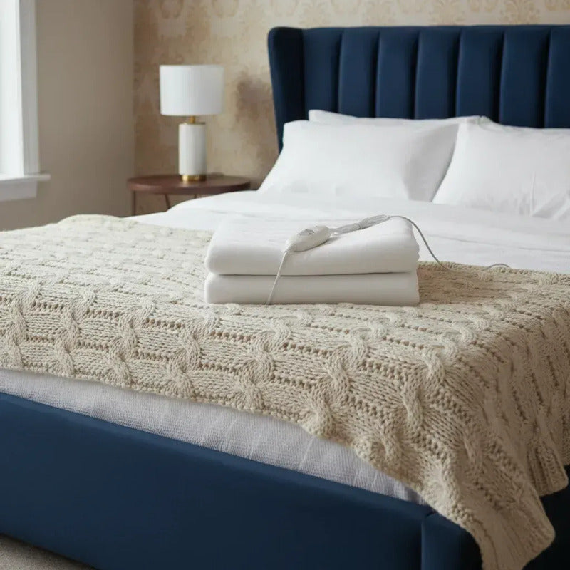 Cobertor Termico Calienta Cama Electrico Grande Calefactor Blanco 2 Plazas