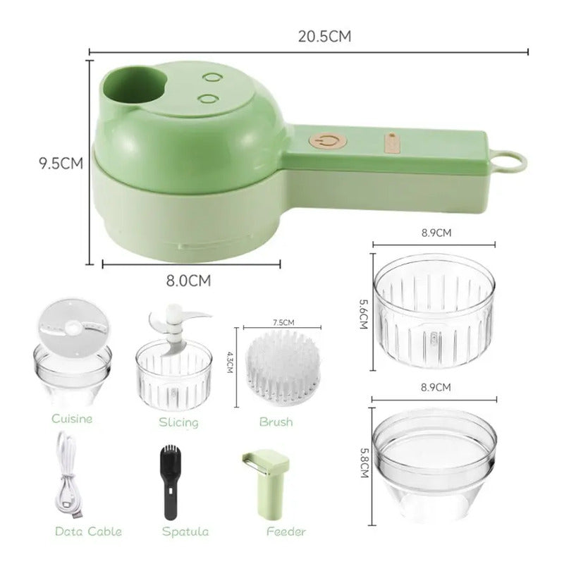 Cortador Triturador De Alimentos Eléctrico Multifuncional Verde