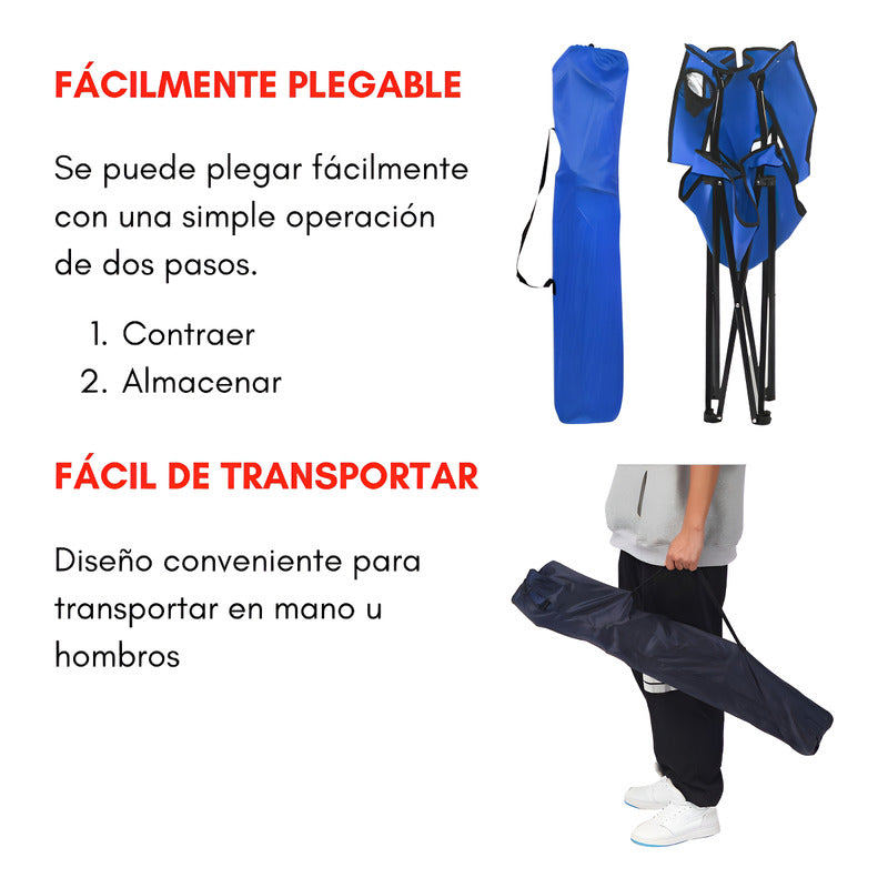 Silla Plegable Camping Playa Picnic Con Porta Vasos Color Varios Azul