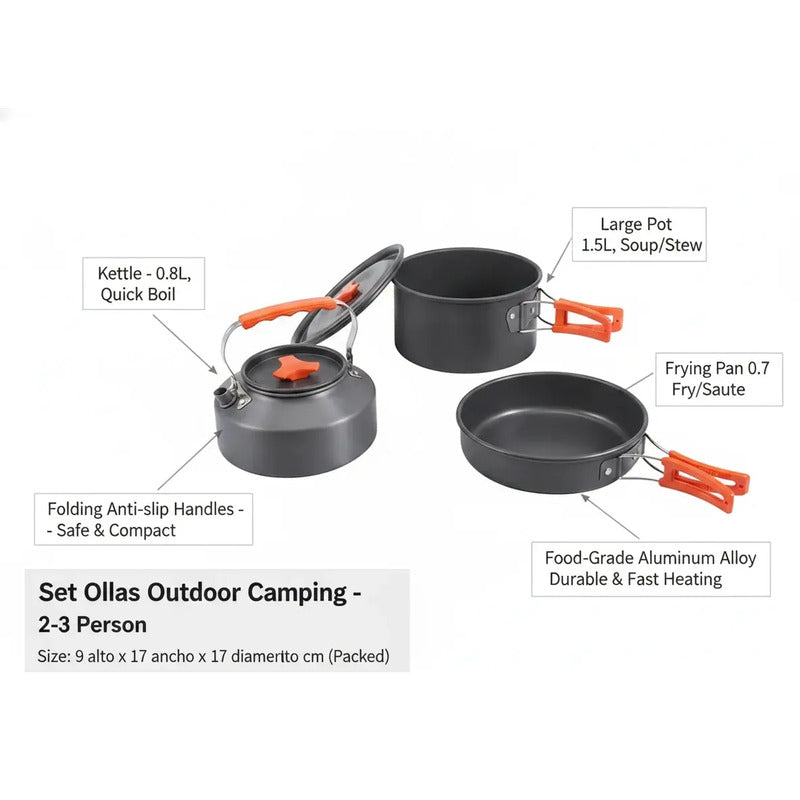 Set Ollas Outdoor Camping Cocina Para 9 En 1 Portátil Plomo