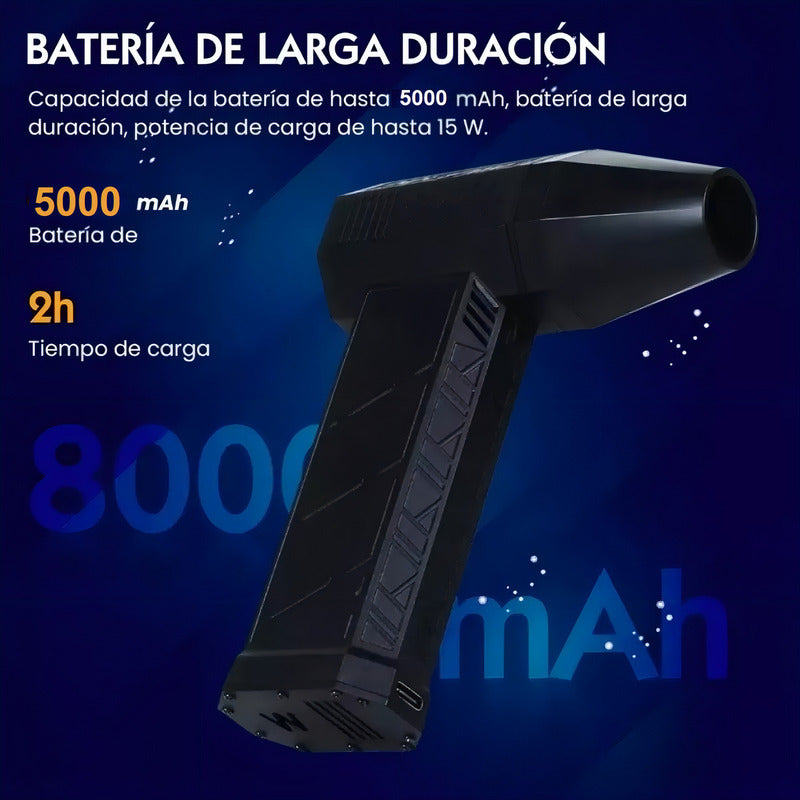 Soplador De Aire Usb Portátil 200w 130000rpm 5000mah 3v Negro