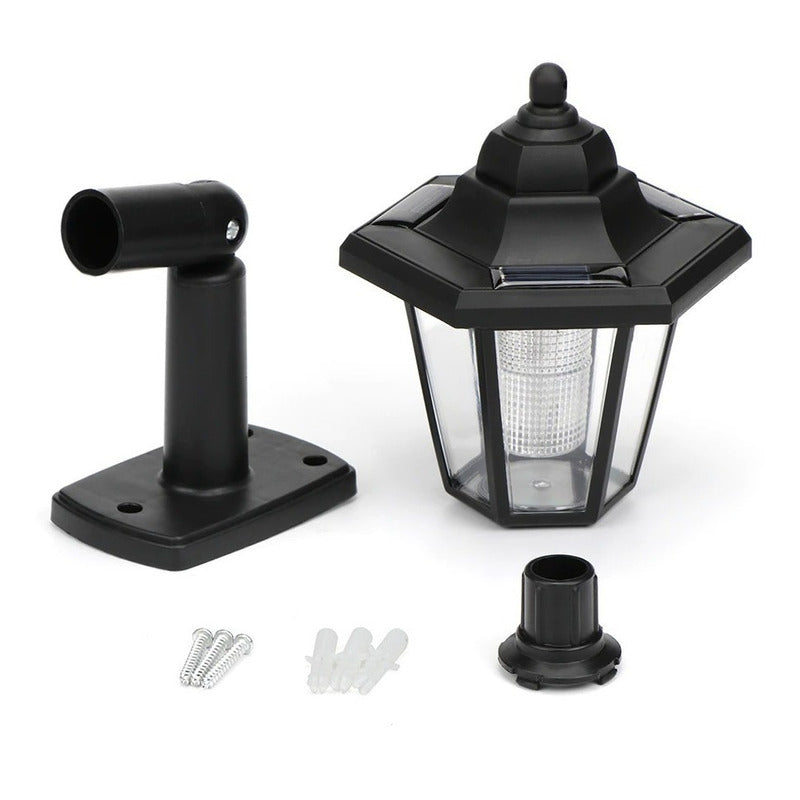 Pack X2 Farol Solar Retro Exterior Luz Led Jardin Antiguo Negro