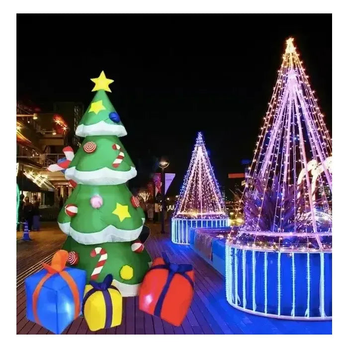 Arbol Pascua Navidad Inflable 1,80mts + Regalos Decorativos Verde