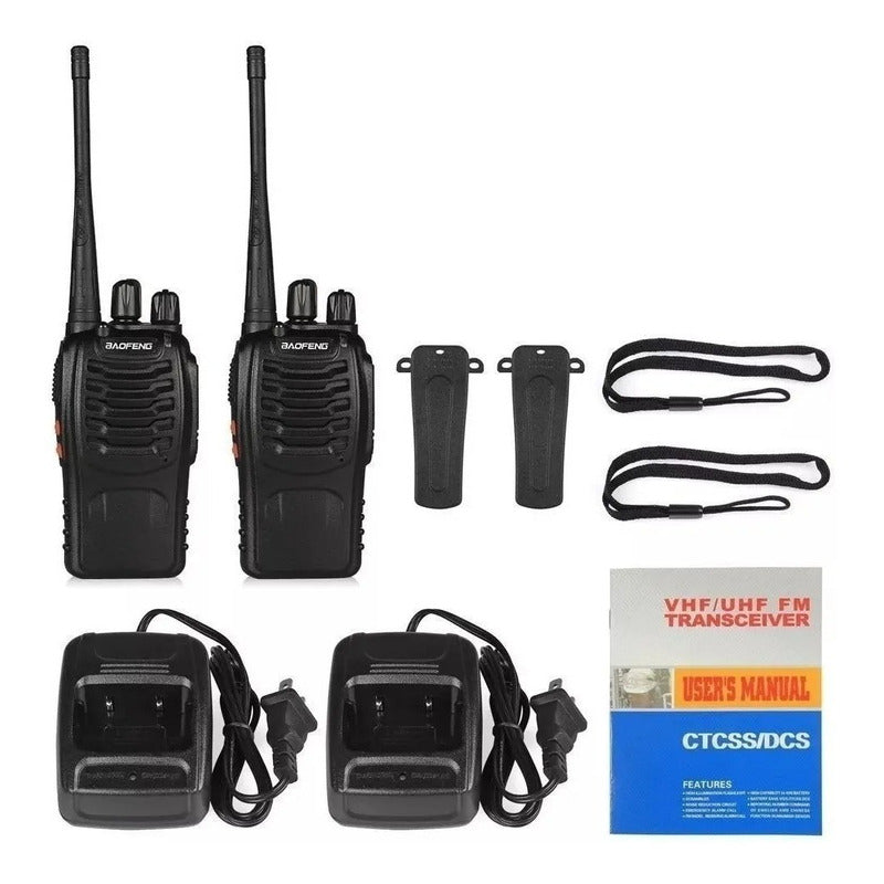 2 Radio Transmisor Walkie Talkie Bf-888s Baofeng Woki Toki - Negro - 400-470 Mhz