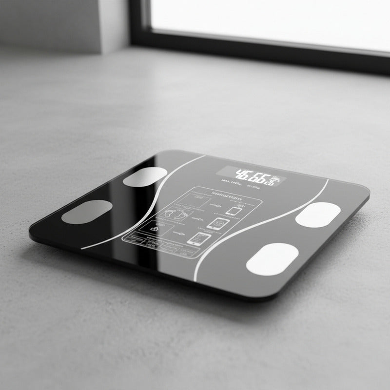 Balanza Pesa Digital Bluetooth Inteligente App Smart Baño Color Negro