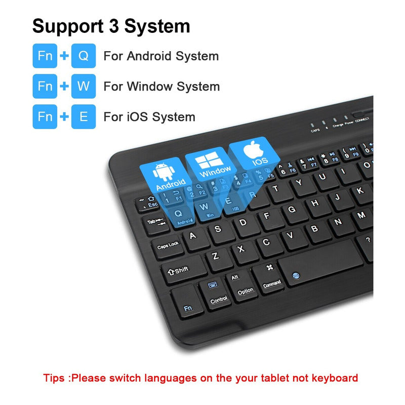 Mini Teclado Slim Inalámbrico Bluetooth Telefono Tablet Pc Negro